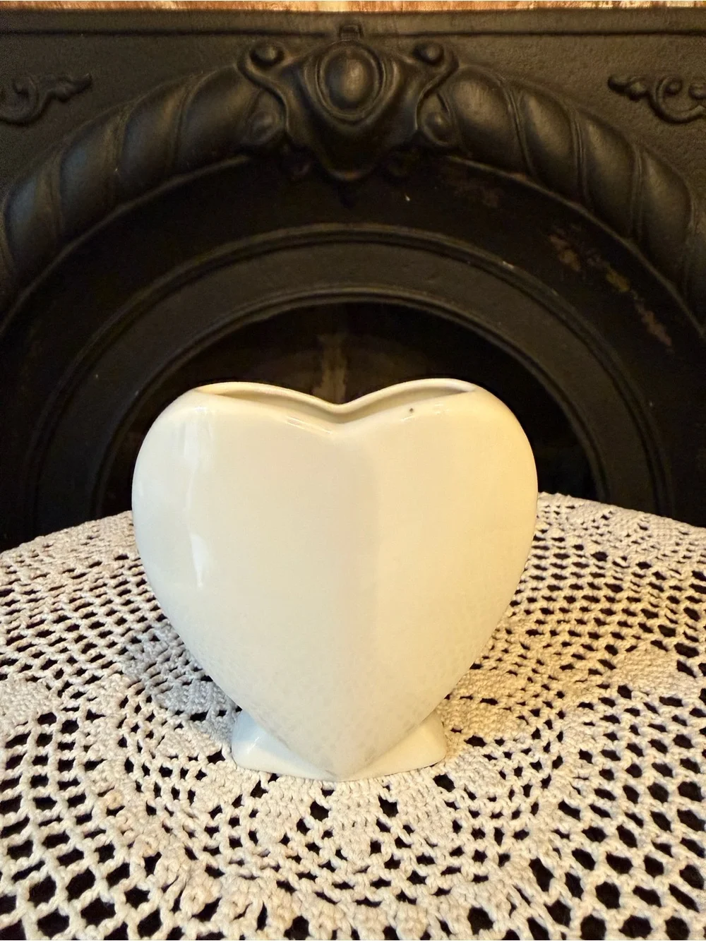 Heart-Shaped Porcelain Bud Vase with Bluebird  Design